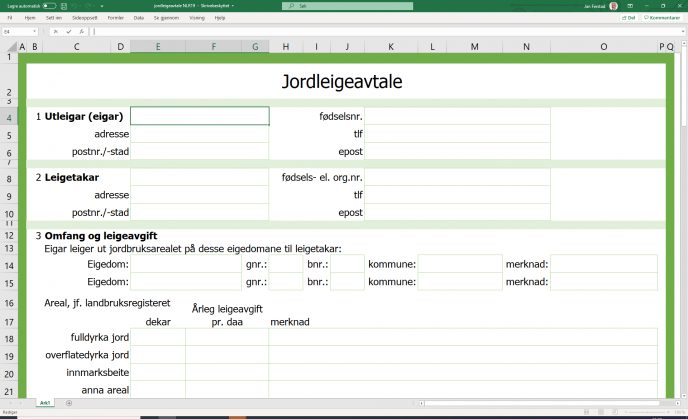 Standardavtale for jordleige | Norsk Landbruksrådgiving